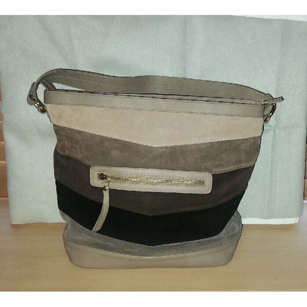 Pietro NYC Justina Earth Tones Suede Bag